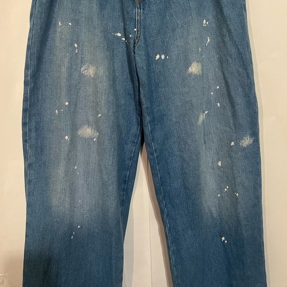 Universal Thread Blue Relaxed Straight Leg Paint Splatter Jeans Size 6/28R Artsy - Picture 2 of 9